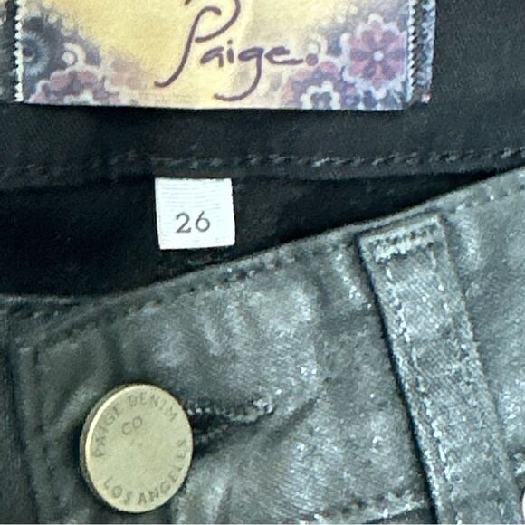 Paige Peg Black Coated Skinny Jeans in Pandora Size 26 - Picture 12 of 14
